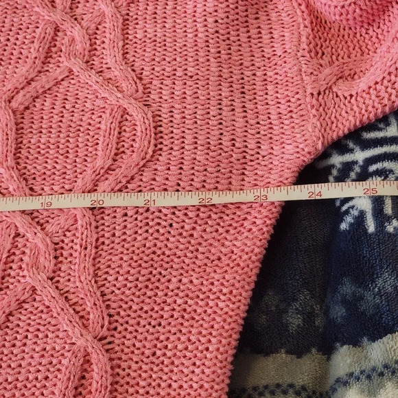 ZARA KNIT Women's Regular Cable Knit Ribbed Oversized Sweater Pink Size Medium - Picture 13 of 14